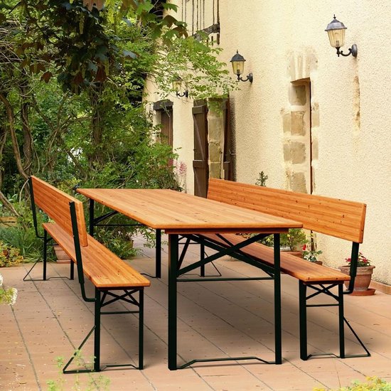 Casaria Picknicktafel – 2 Banken 1 Tafel – Inklapbaar - 170 cm - Bruin