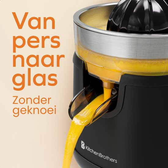 KitchenBrothers Citruspers - Met Uitloop en Handvat - 0.35L - Zwart