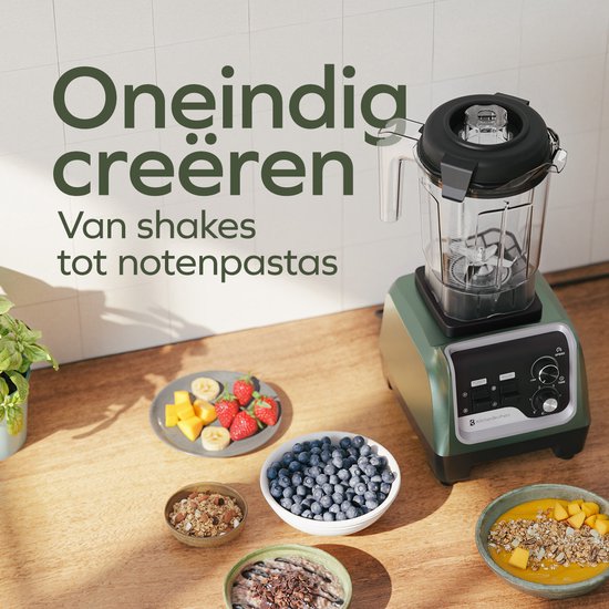 KitchenBrothers Power Blender - 1600W - 2L - Smoothie Maker - IJscrusher - Pastelgroen