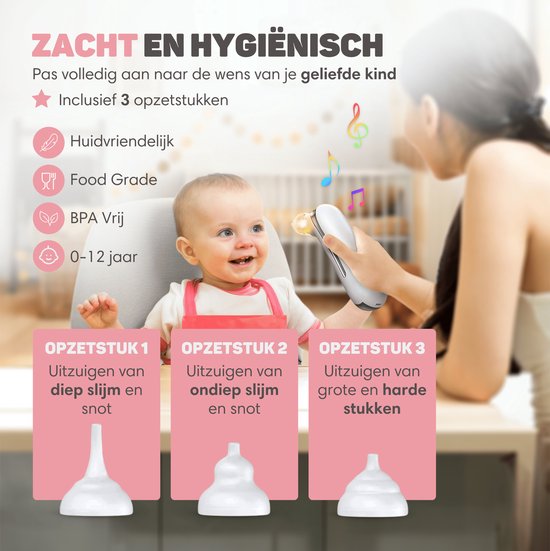 Vulpes Goods® BabyCare - Baby Neusreiniger - Baby Neusreiniger Elektrisch - Neusdouche Elektrisch - Neusreiniger - Snoetenpoetser - Neuszuiger - Grote Batterij - USB C - PRO