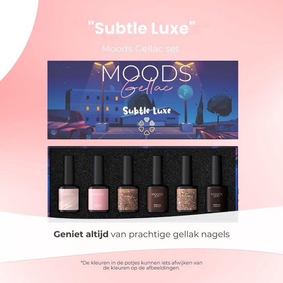 Moods Gellac 6-delige Set - Gellak Starterspakket - Gel Nagellak - 8ML - Subtle Luxe - Gellac - Nagels - Chique Kleuren - HEMA- & TPO-vrij