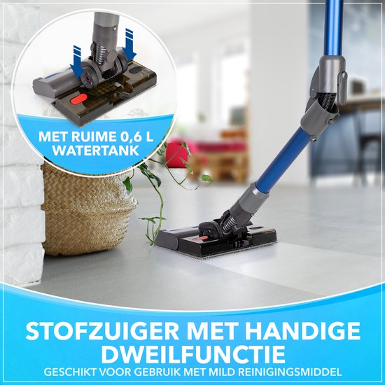 Innovixpro® Steelstofzuiger Draadloos - Krachtige 30KPa Steelstofzuiger met Dweilfunctie - Zonder Zak - Op Accu - Incl. Extra Opzetstukken & Opbergtas - HEPA Filter - Steelstofzuigers - Handstofzuiger - Multifunctionele Steelstofzuiger