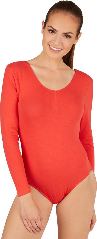 dressforfun - Shapewear - Bodysuit - Hemd - Body met lange mouwen en ronde hals voor dames - Rood - M