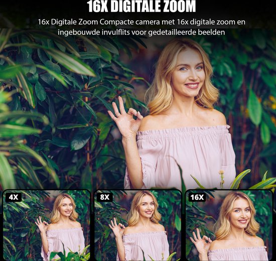 K&L Digitale Camera 4K - Fototoestel - Fotocamera - Compact Camera - Vlog Camera - Voor Kinderen - Inclusief 64GB - NL Software