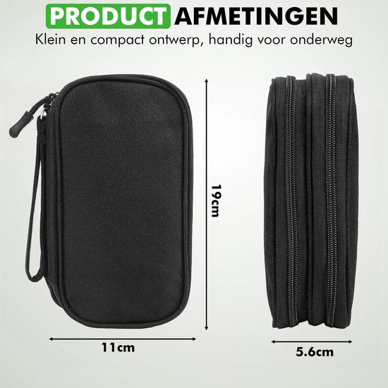 Travelhawk Kabel Organizer - Kabeltas - Electronica Organizer Etui - Opbergtas voor Kabels en Accessoires - Small - Zwart