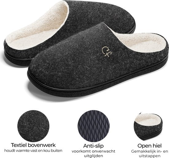 Pantoffels Heren - Sloffen - Maat 42/43 - Zwart - Anti-slip - Comfeet