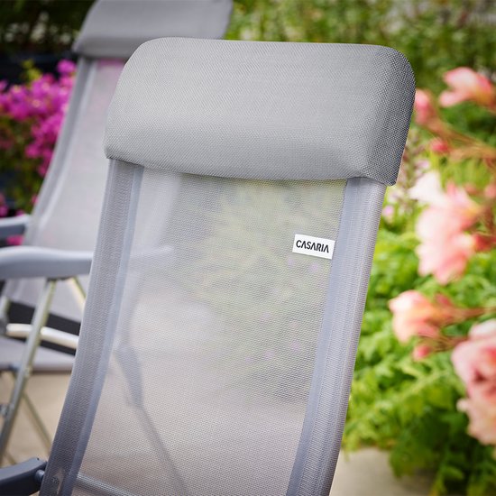 Casaria Tuinstoelen – 7-Standen Verstelbaar – Set van 4 – 57 x 110 x 44 cm – Grijs
