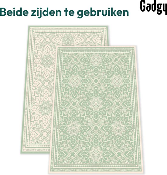 Gadgy Buitenkleed XXL - Vloerkleed Buiten 300 x 200 cm - Tuintapijt Dubbelzijdig - Picknickkleed Groen Wit - Buitentapijt