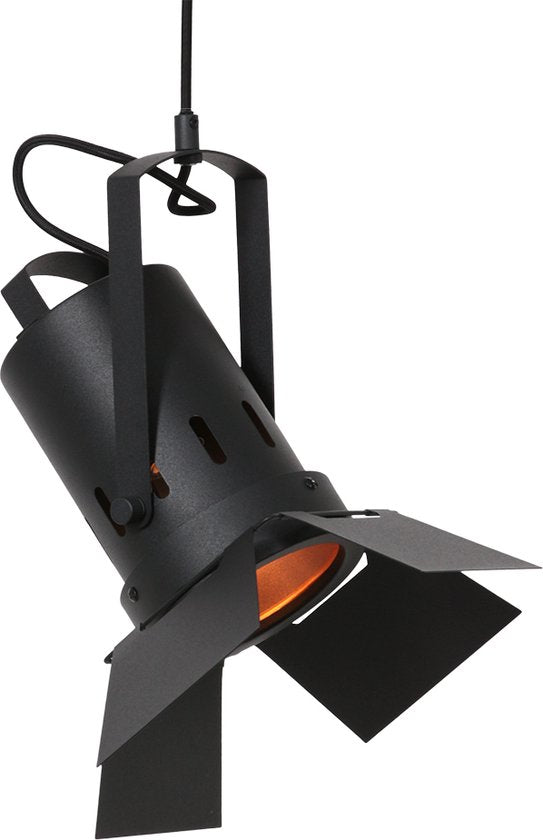 Hanglamp Carré 3379ZW – zwarte industriële lamp, staal, hoogte verstelbaar van 30-150 cm, Mexlite