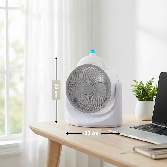 Mini Tafelventilator met Koelelement - Verstelbare Mini Ventilator met 3 Standen - USB Ventilator met LED Licht - 240 ML Koelelement - voor Tafel Bureau Slaapkamer