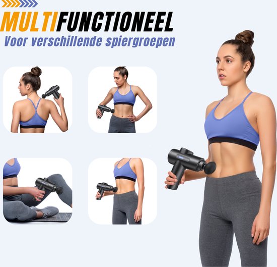 Squago Massage Gun professioneel - 32 standen - 10 opzetstukken - Compact massage apparaat - Massage Pistool - Massagegun