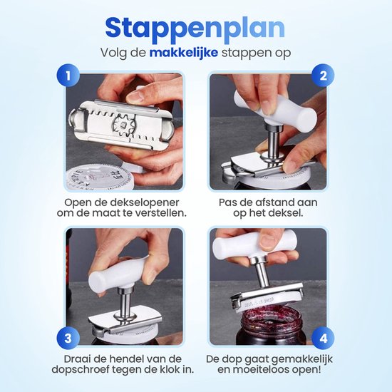 Techvavo® Potopener - Handige Opener Voor Potten - Ergonomische Dekselopener - Pottenopener - Keuken Gereedschap - Reuma hulpmiddelen