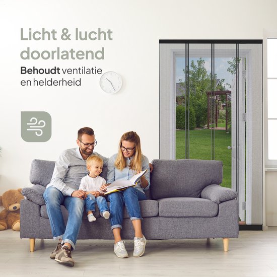 O'DADDY® Vliegengordijn Lamellenhor - 118x260 cm - Deurgordijn - Hordeur - Aanpasbaar Ontwerp - Glasvezel - Deurhor Zwart