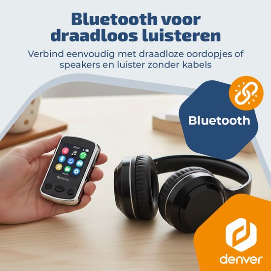 Denver MP3 Speler Incl oordopjes - Uitbreidbaar tot 128GB - Shuffle/Repeat Modus - Kinderen en volwassenen - Bevestigingsclip - AUX - MPS320B - Zwart