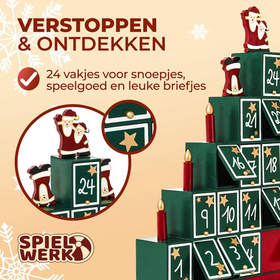 Spielwerk Herbruikbare Adventskalender – Zelf Vulbaar 24 Deurtjes