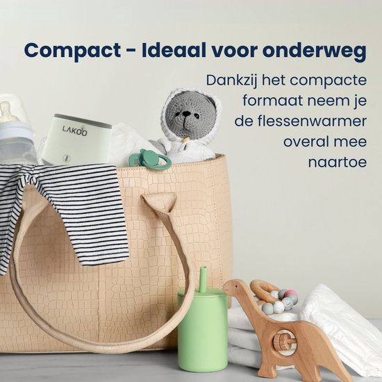 LAKOO Digitale flessenwarmer - Babyvoeding - Draadloos - 2024 Model - tot 6x opwarmen zonder stroom