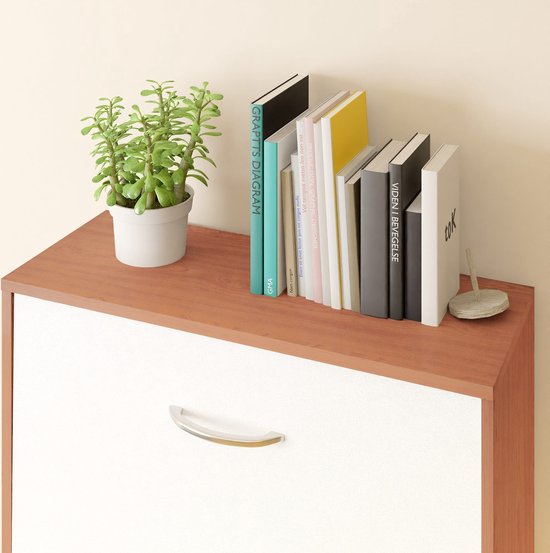 Schoenenkast – 3 Kleppen – 115x60x24cm – 18 Paar Beuken/Wit