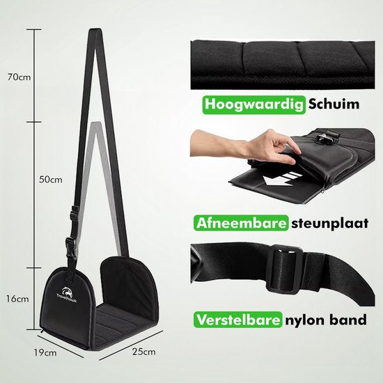 Travelhawk Voetensteun voor Vliegtuig - Voetenhangmat voor op Reis - Ook voor Bus of Trein - Compact en Lichtgewicht - Zwart