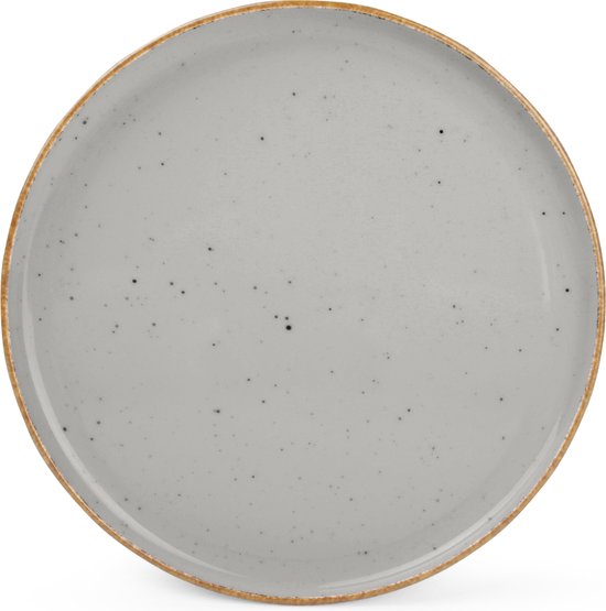 BonBistro Collectie Plat Bord 20 cm – Grijs – Reactief Glazuur – Rond