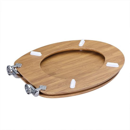 Casaria Wc-bril met Deksel Sluitingsmechanisme Toiletzitting MDF Bamboe