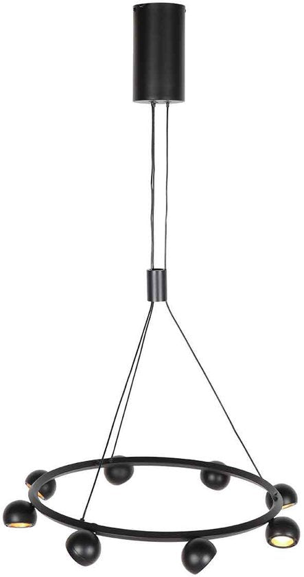 8-lichts zwarte ronde hanglamp Marcadore ø60 cm - Draaibaar, in hoogte verstelbaar, kunststof/metaal - Steinhauer