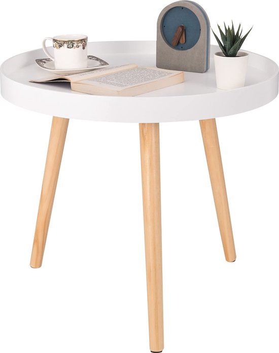 Rootz Bijzettafel - Koffiestandaard - Nachtkastje - Woonkameraccent - Loungestandaard - Bijzettafel - Wit - 50 x 44 cm (ø x H)