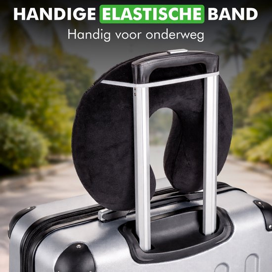 Travelhawk Nekkussen - Luxe Reiskussen - Memory Foam - Nekkussen Vliegtuig, Auto, Bus, Trein en Camping - Nek Kussens - Zwart
