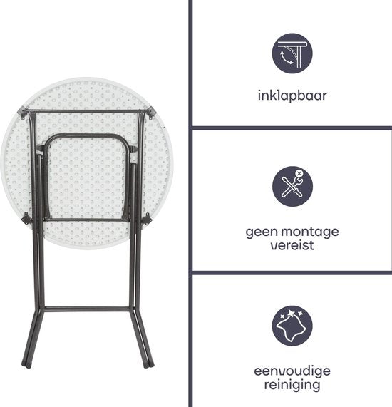 Perel Klaptafel, wit, 80 x 110 cm, binnen- en buitengebruik, ideaal voor evenementen en dagelijks gebruik, max. 100 kg, past overal, lichtgewicht en draagbaar, extra tafelruimte
