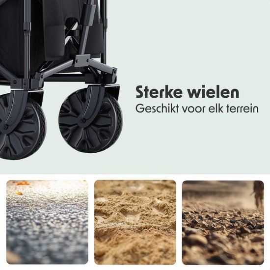 LifeGoods Bolderkar - Opvouwbare Bolderwagen - 100KG - 230L - Verhoogbaar - Met Beschermhoes - Zwart