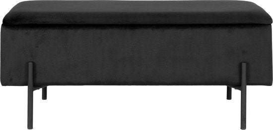 House Nordic - Bankje met Opbergruimte Luna - 95 x 36,5 x 46 cm - Zwart