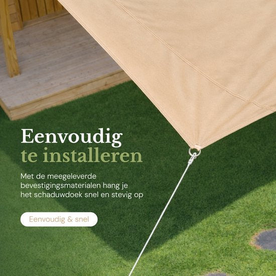 O'DADDY® Schaduwdoek 4x3m Rechthoek - Zonnezeil - Schaduwnet - Luifel Met Bevestiging Materiaal - Waterbestendig - UV30 Zonwering - Beige