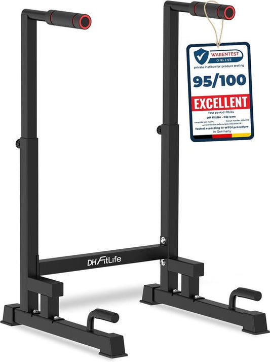 DH FitLife Dip Bars | Dip Stand Station | Dipstandaard | Krachtstation Fitnessapparaat voor Thuis | Parallettes Calisthenics Trainingsapparatuur | Individueel Verstelbare Hoogte voor Krachttraining