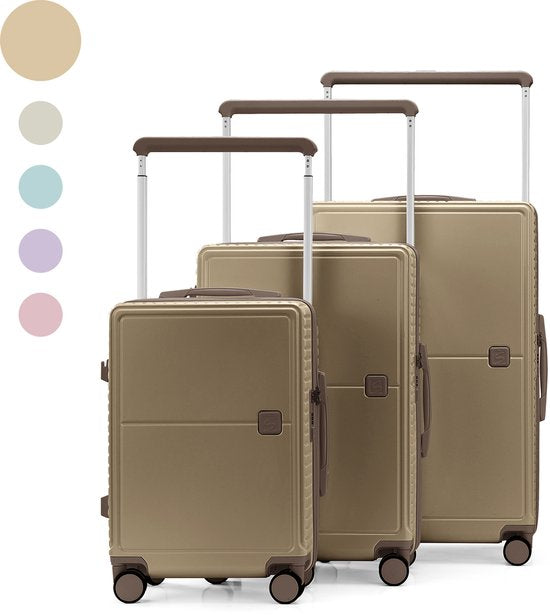 SC City Walker – 3-delige Kofferset | Lichtgewicht & Duurzaam | 20, 24 & 28 Inch | 360° Spinner Wielen | TSA-slot | Inclusief Beschermhoezen – Champagne