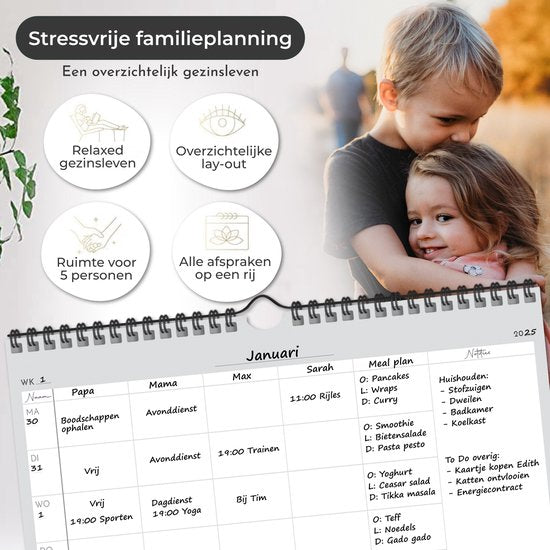 Systemyze Familieplanner Basic 2025 - Planner - Weekplanner - Gezinsplanner - Family Planner - Ongedateerd - Grijs