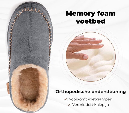Pantoffels Heren - Sloffen - Mocassins - Grijs - Anti-slip - Maat 42/43 - Comfeet