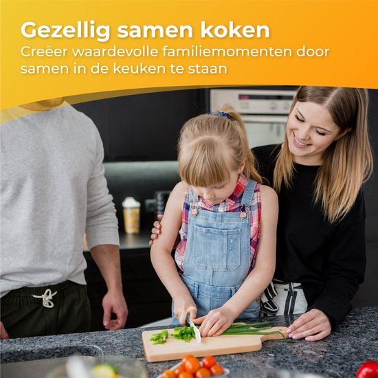 Nuvance - Kindermessenset - 17-Delige Kookset - Kiddikutter - Kinderbestek met Snijplank, Schilmesje, Kindermes, Frietsnijder & Kookschort - Kiddicutter - Koken voor Kinderen - Keukengerei
