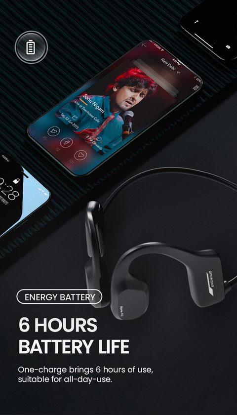 OPENAIR Bone x2 - Waterdichte Zwem Koptelefoon met MP3 Speler 32GB & Bluetooth 5.2 – Bone Conduction Sport Hoofdtelefoon – IPX8 Waterproof – Draadloze Zwem Headset voor Zwemmen, Hardlopen & Fitness