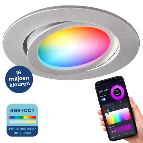 Gologi Slimme Inbouwspots - Smart LED Downlight Dimbaar - Kantelbaar - RGB+CCT Licht - Gu10 LED Lamp - Wit