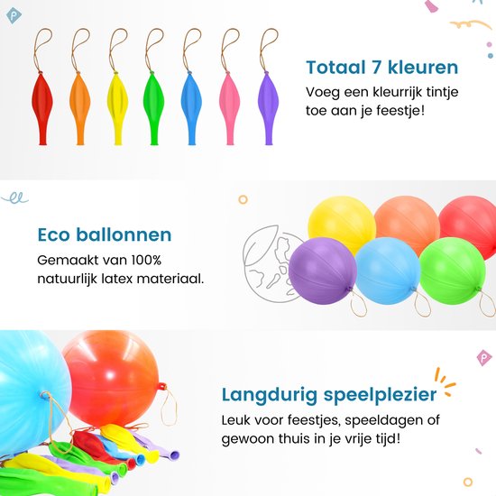 Partizzle 36x Gekleurde Latex Punch Ballonnen - Grote Bounce Ballon - Reuze Boksballon Uitdeelcadeautjes - Grabbelton Traktatie Cadeautjes - Voor Kinderen & Peuters - XL / 45 cm