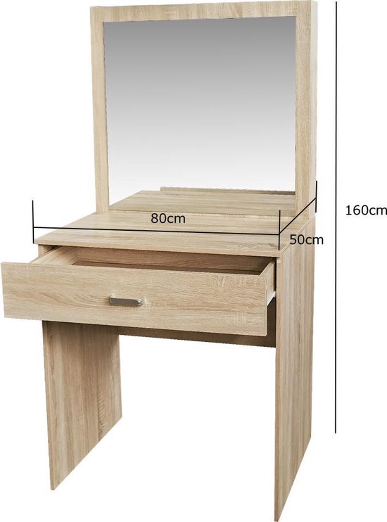 Kaptafel make up visagie opmaaktafel bureau - toilettafel - lichtbruin