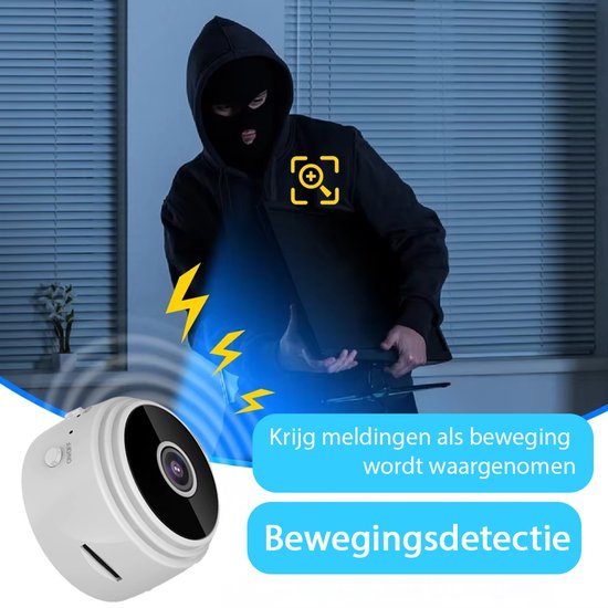 Tech Essentials Mini Verborgen Spy Camera - 1080P - Met WiFi APP - Micro Geheime Beveiligingscamera - Binnenhuis - Spionage - afluisterapparatuur - Wit