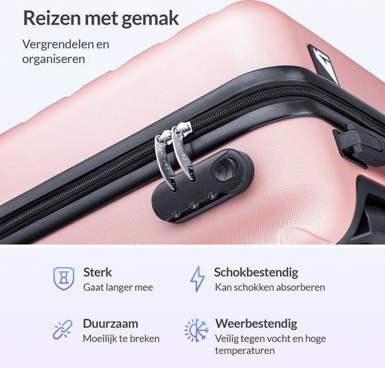 Nohrd Handbagage Koffer - Rosegoud - Reiskoffer met Wielen - 55x35x20 cm - Handbagage Trolley Lichtgewicht - Reiskoffers - Trolley op Wieltjes - Koffers