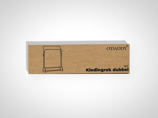 O'DADDY® Kledingrek Dubbel – Metaal – Met Schoenenrek – 110×33×157 cm – Wit