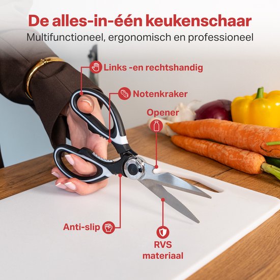 AoraKitchen Keukenschaar - Vleesschaar - RVS - Huishoudschaar - Wildschaar - Rechts & Linkshandige Schaar - Vaatwasserbestendig