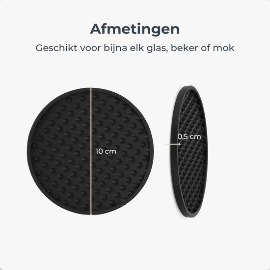 Castagnola Siliconen Onderzetters – Onderzetters voor Glazen – Design Onderzetters met Houder – Onderzettersset – Anti Slip - Set van 14 – Zwart