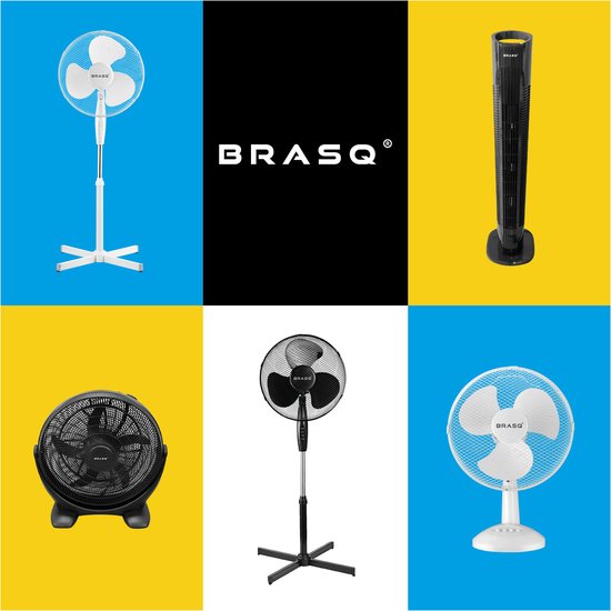 BRASQ Ventilator 30 cm – Krachtige Tafelventilator – 3 Standen – Zwart