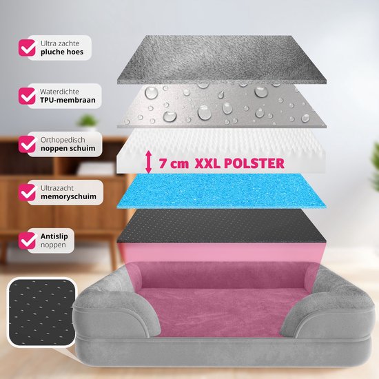 tectake® hondenbed - kussen voor grote en middelgrote honden - donzig en wasbaar - hondenmand met traagschuim - hondenbox - hondenligstoel - hondenmand - hondenkussen L (91 x 68 x 18 cm)