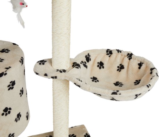 Lifa Living krabpaal - Krabpaal voor katten - Kattenpaal - 42x60x138,5 cm - creme/zwart