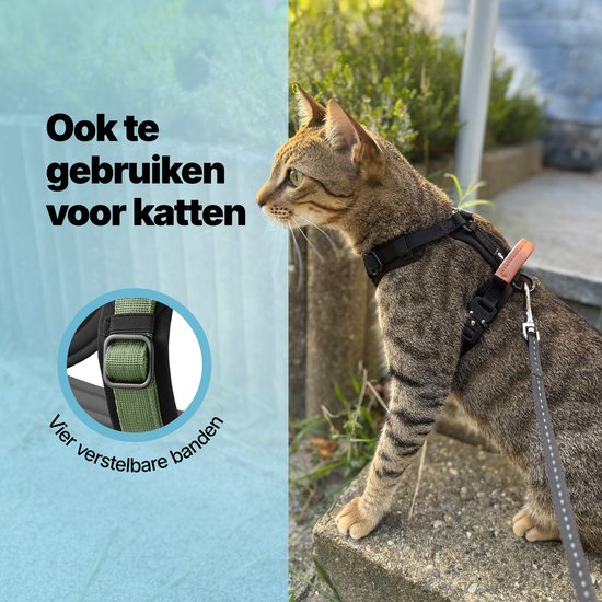 Jake and Jacky Hondentuigje Kleine Hond - Anti-Trek Tuig - Kattentuigje - Y Tuig Hond - Hondenharnas Kleine Hondjes - Kattenharnas - Groen - Maat XS