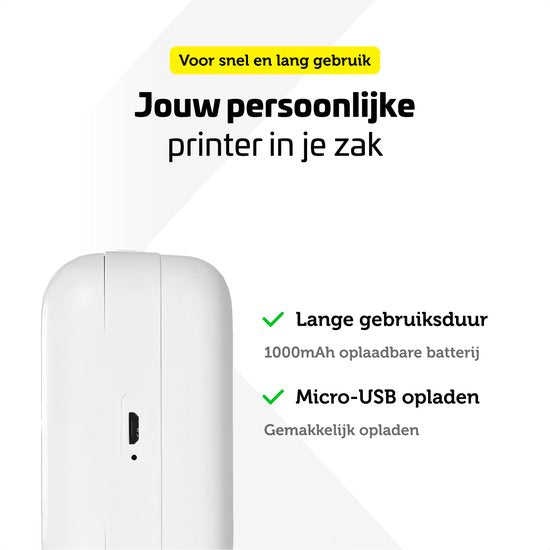 Garpex® Mini Printer – Pocket Fotoprinter – Draagbaar – Incl. Papier & Accessoires